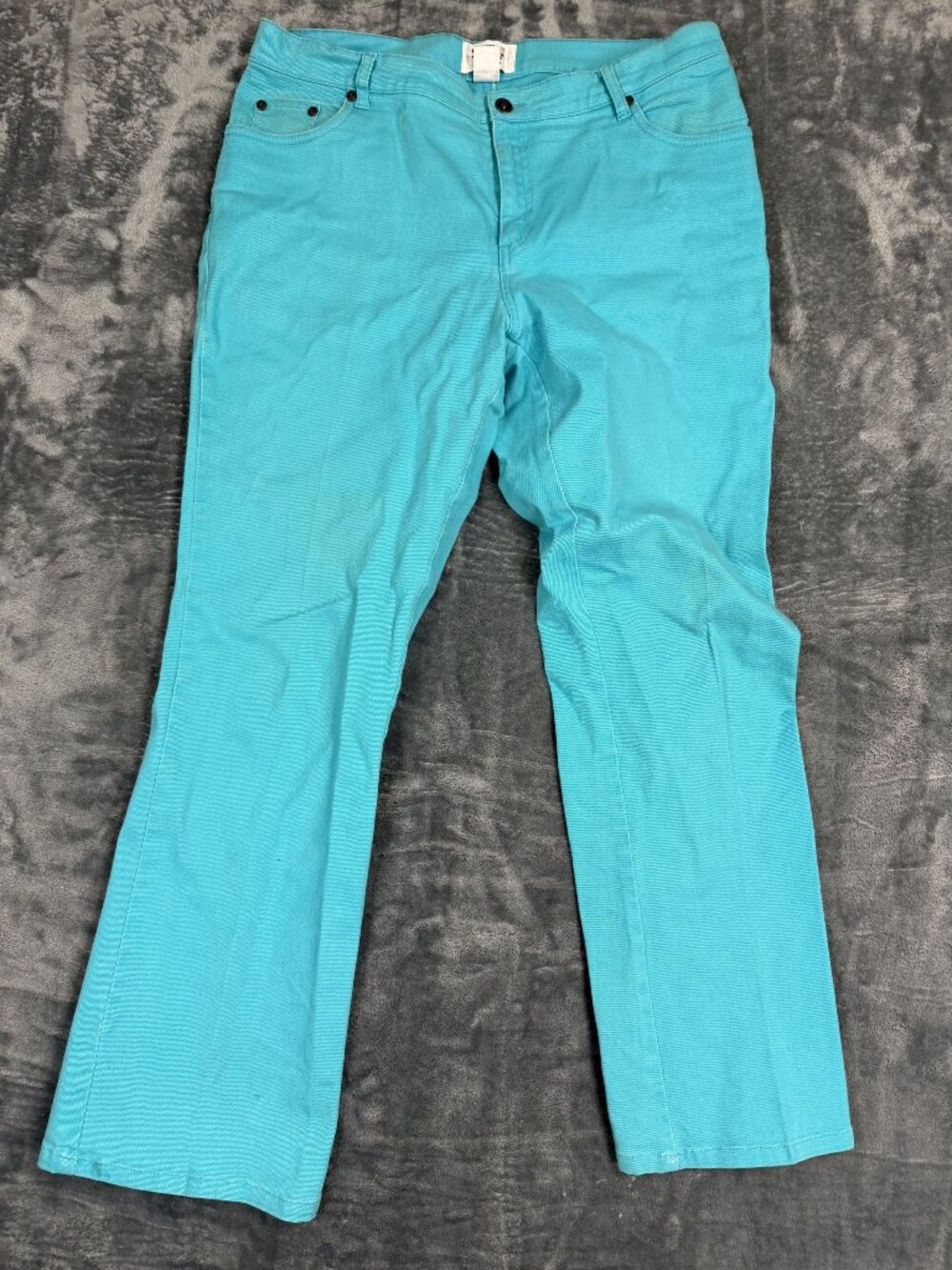 Mainstreet Blues Womens Turquoise Stretch Pants Size 16W Cotton Blend